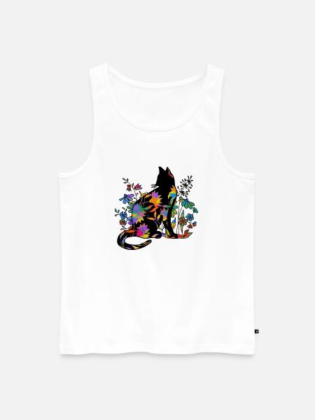 Cat - Men's Premium Organic Tank Top - white