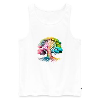 Arbre de vie celtique Arbre de vie méditation - Débardeur bio Premium Homme - blanc - Devant - Michal (187cm)