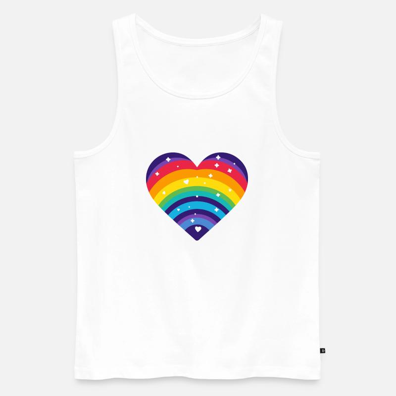 Sternenförmiges Regenbogenherz - Männer Premium Bio Tank Top - Weiß
