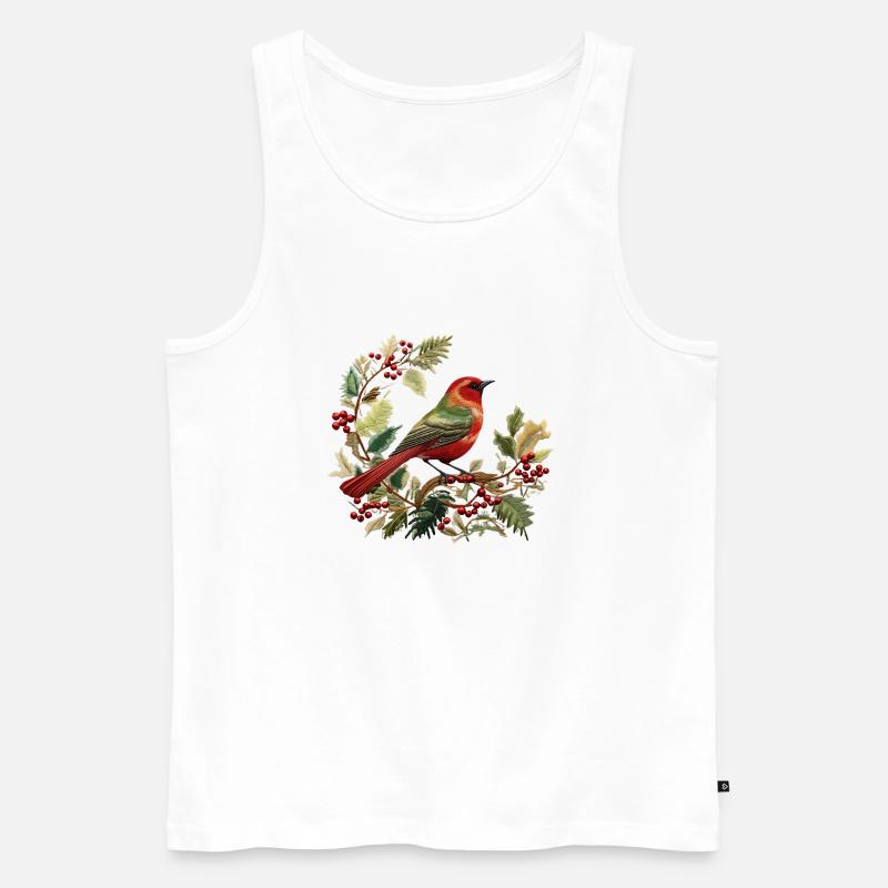 Omas gestickte Weihnachtsstimmung - Männer Premium Bio Tank Top - Weiß