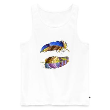 Feder - Männer Premium Bio Tank Top - Weiß - Vorne - Michal (187cm)