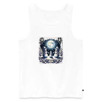 Famille de bonhommes de neige au clair de lune - Débardeur bio Premium Homme - blanc - Devant - Michal (187cm)