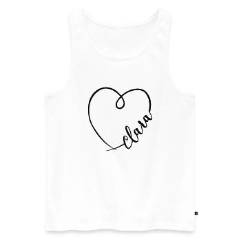 Clara Nom Calligraphie Coeur - Débardeur bio Premium Homme - blanc - Devant - AI Model Male 178 light (178cm)