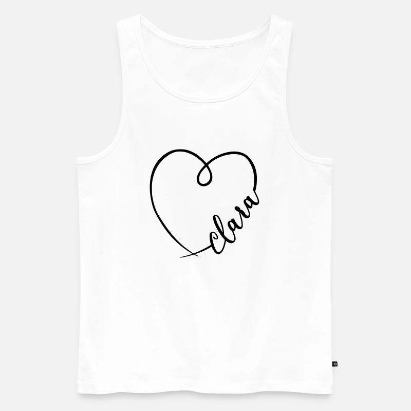 Clara Name Kalligrafie Herz - Männer Premium Bio Tank Top - Weiß