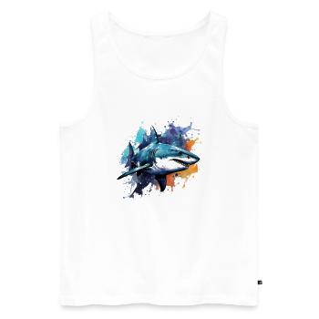 Shark design in bright colors. Ideal as a gift - Men's Premium Organic Tank Top - white - Front - Michal (187cm)