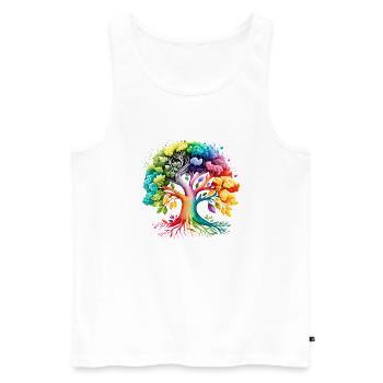 Lebensbaum Yoga Baum des Lebens Meditation - Männer Premium Bio Tank Top - Weiß - Vorne - Michal (187cm)
