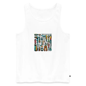 Sammlung verschiedener Werkzeuge - Männer Premium Bio Tank Top - Weiß - Vorne - AI Model Male 178 light (178cm)
