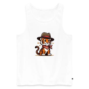 Tigerjunge mit Hut - Männer Premium Bio Tank Top - Weiß - Vorne - Michal (187cm)