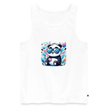 Lunettes de soleil Panda - Débardeur bio Premium Homme - blanc - Devant - AI Model Male 178 light (178cm)