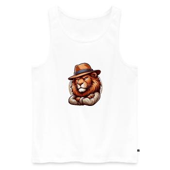 Dessin animé de lion - Débardeur bio Premium Homme - blanc - Devant - Michal (187cm)
