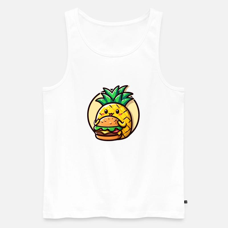 Ananas frisst einen Burger - Männer Premium Bio Tank Top - Weiß