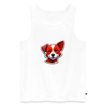 Happy dog - Men's Premium Organic Tank Top - white - Front - Michal (187cm)