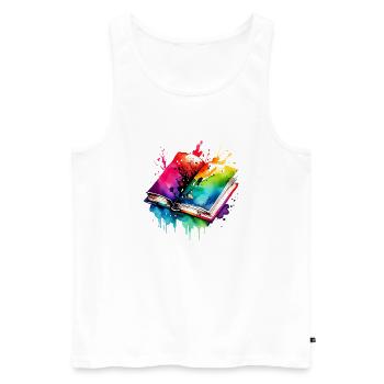 Book Reading Gift Books Reader Book Lover - Men's Premium Organic Tank Top - white - Front - Michal (187cm)