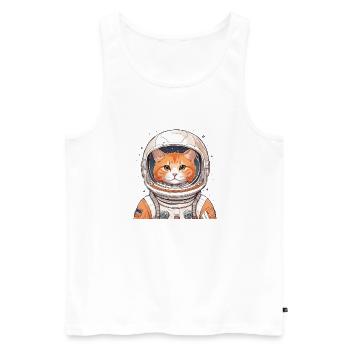 Chat astronaute - Débardeur bio Premium Homme - blanc - Devant - Michal (187cm)