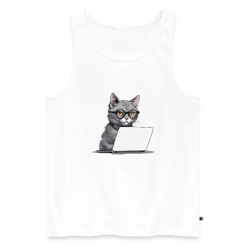 Student Chat - Men's Premium Organic Tank Top - white - Front - AI Model Male 178 light (178cm)