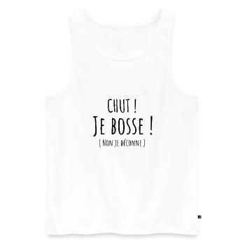 chut je bosse - idée cadeau homme et femme travail - Débardeur bio Premium Homme - blanc - Devant - Michal (187cm)