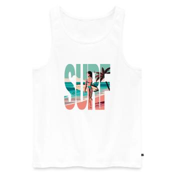 Surfer, Surfergirl, Sonne, Strand - Männer Premium Bio Tank Top - Weiß - Vorne - Michal (187cm)