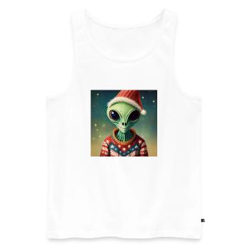 alien- wearing a ugly Christmas sweater - Men's Premium Organic Tank Top - white - Front - Michal (187cm)