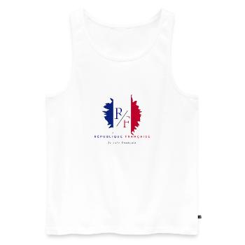 République Française - Débardeur bio Premium Homme - blanc - Devant - AI Model Male 178 light (178cm)