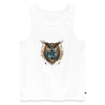 Magische Eule Schamanisches Krafttier, Intuition. - Männer Premium Bio Tank Top - Weiß - Vorne - AI Model Male 178 light (178cm)