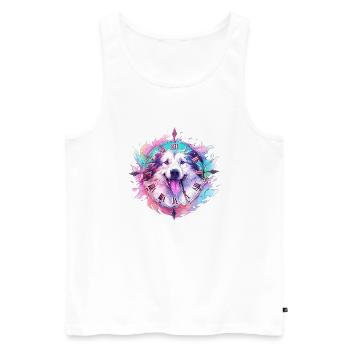 Le chien bleu et violet - Débardeur bio Premium Homme - blanc - Devant - Michal (187cm)