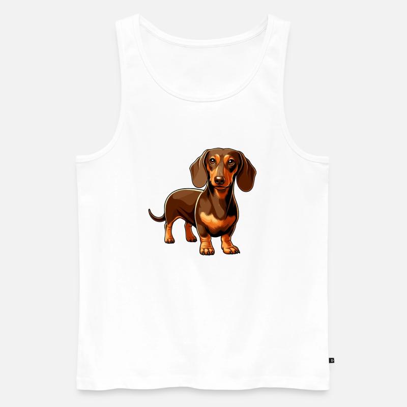 Brauner Dackel - Männer Premium Bio Tank Top - Weiß