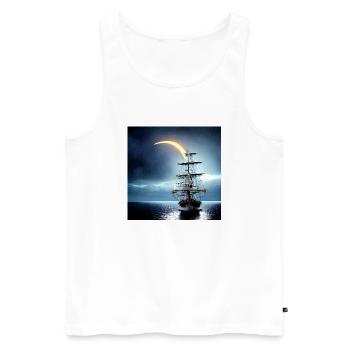 Travel - Men's Premium Organic Tank Top - white - Front - Michal (187cm)