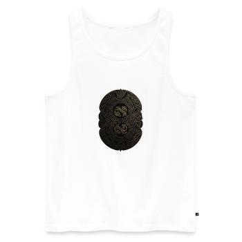 Mayan Black and Gold Monogram - Men's Premium Organic Tank Top - white - Front - AI Model Male 178 light (178cm)