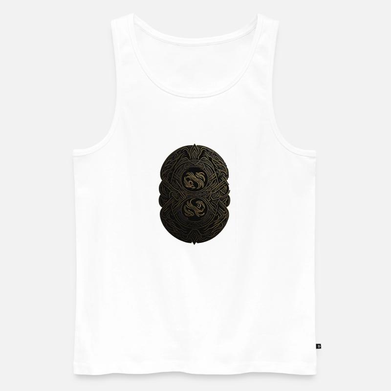 Mayan Black and Gold Monogram - Men's Premium Organic Tank Top - white
