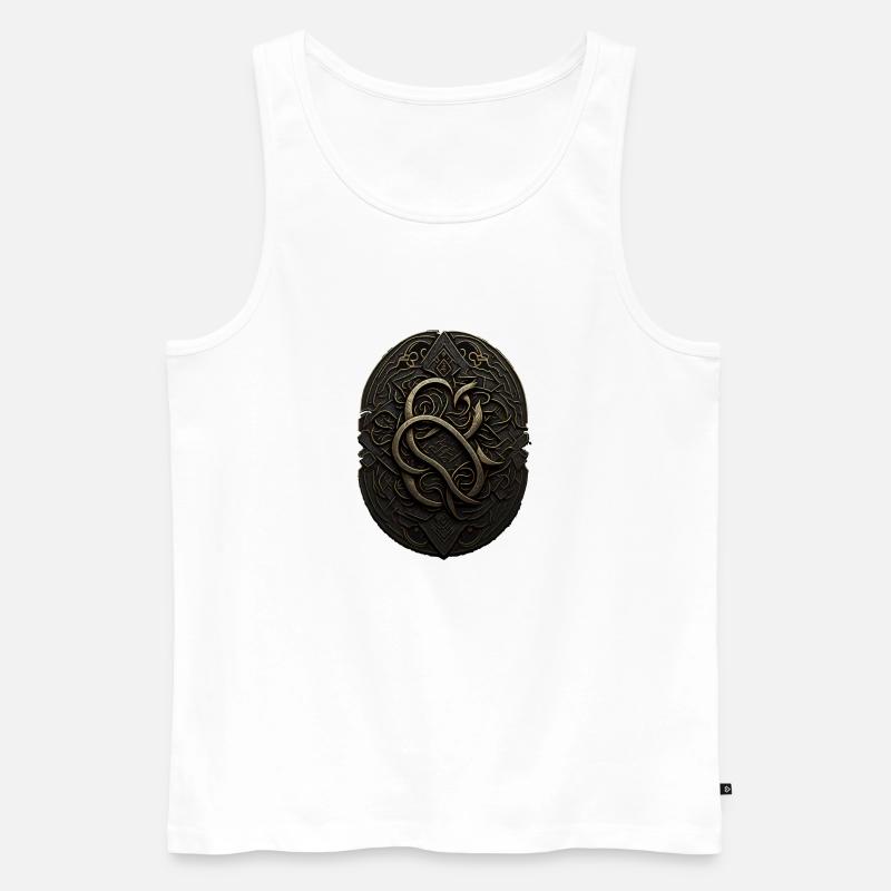 Maya Schwarz-Gold-Monogramm - Männer Premium Bio Tank Top - Weiß