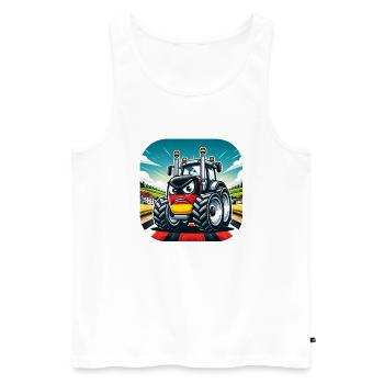Angry German Tractor 04 - Men's Premium Organic Tank Top - white - Front - Michal (187cm)