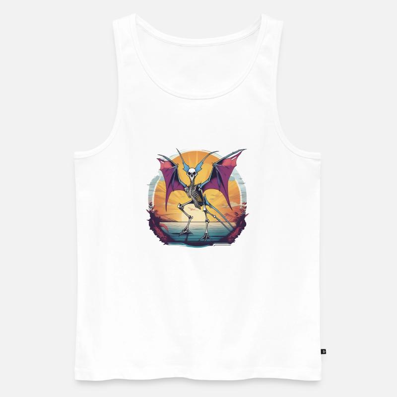 Dinosaurier-Vogel-Skelett - Männer Premium Bio Tank Top - Weiß