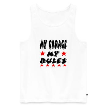 Garage - Männer Premium Bio Tank Top - Weiß - Vorne - Michal (187cm)