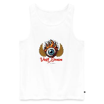 Von Denim - Californie - Débardeur bio Premium Homme - blanc - Devant - AI Model Male 178 light (178cm)