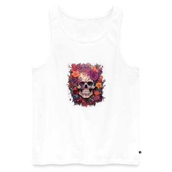 Blooming Skull – L’élégance de l’éphémère - Débardeur bio Premium Homme - blanc - Devant - Michal (187cm)