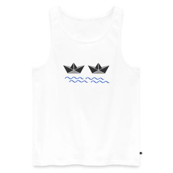 Bateaux en papier 02 - Débardeur bio Premium Homme - blanc - Devant - Michal (187cm)