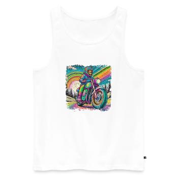 Berge im psychedelischem Biker-Rausch - Männer Premium Bio Tank Top - Weiß - Vorne - AI Model Male 178 light (178cm)