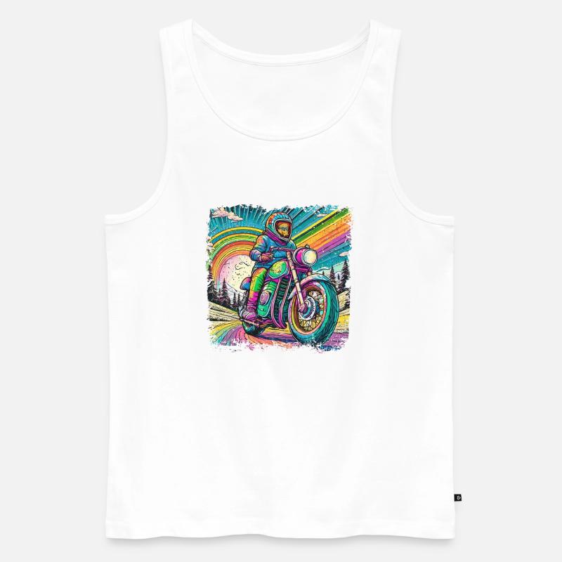Berge im psychedelischem Biker-Rausch - Männer Premium Bio Tank Top - Weiß