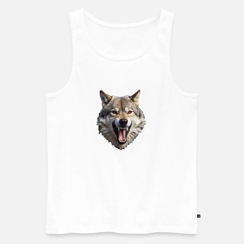 Wolf - Männer Premium Bio Tank Top - Weiß
