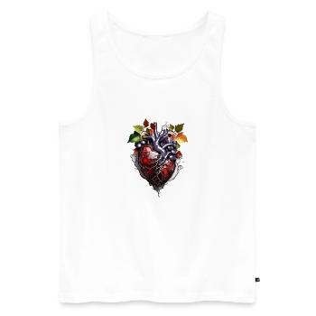 Weintrauben Herz - Männer Premium Bio Tank Top - Weiß - Vorne - Michal (187cm)
