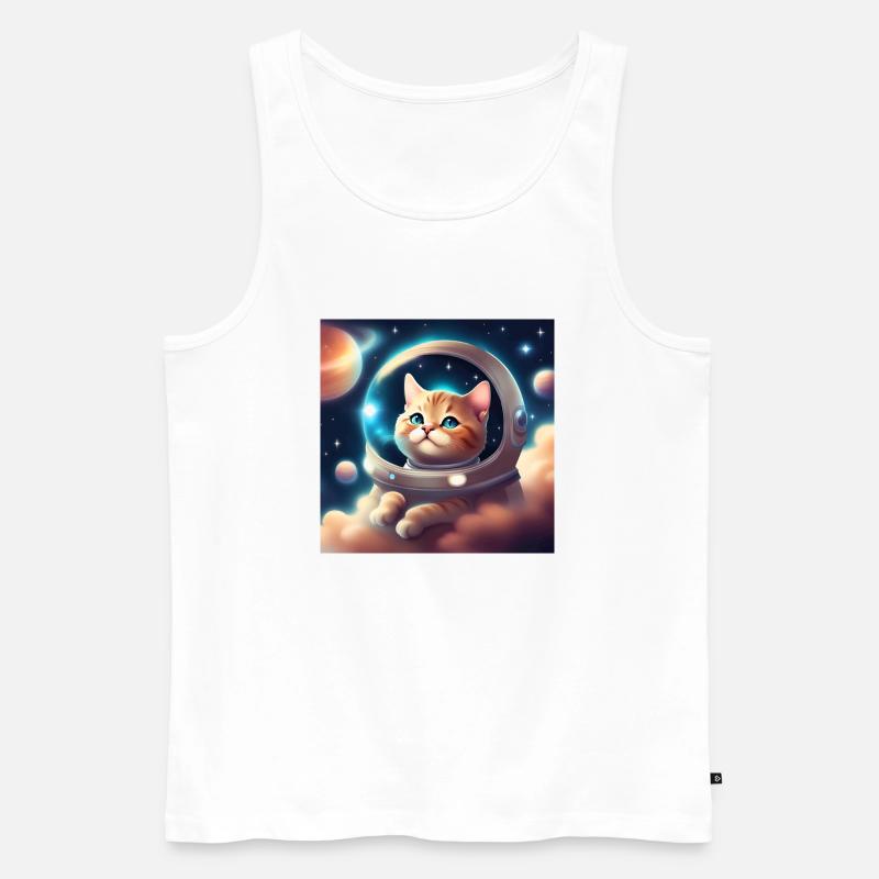 Chat mignon dans l’espace - Débardeur bio Premium Homme - blanc