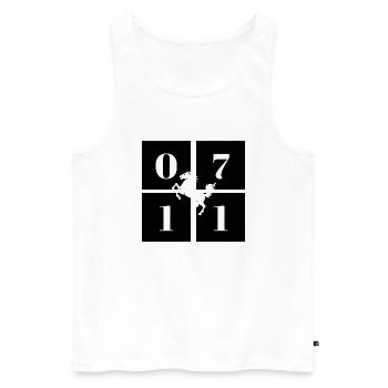 0711 - Männer Premium Bio Tank Top - Weiß - Vorne - Michal (187cm)