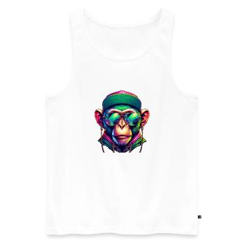Monkey Afro Style - Männer Premium Bio Tank Top - Weiß - Vorne - AI Model Male 178 light (178cm)