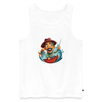 Born to fish - Männer Premium Bio Tank Top - Weiß - Vorne - Michal (187cm)
