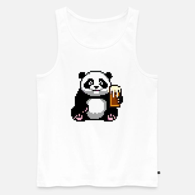 Pixel Panda Pint Zeit - Männer Premium Bio Tank Top - Weiß