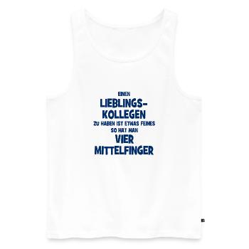 Mit Lieblingskollegen hat man vier Mittelfinger. - Männer Premium Bio Tank Top - Weiß - Vorne - Michal (187cm)