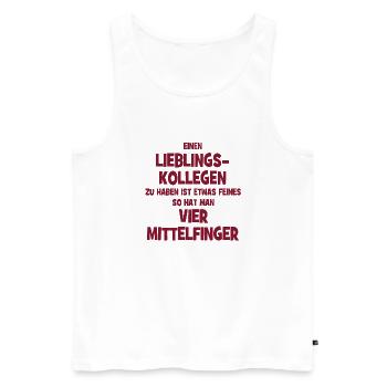 Mit Lieblingskollegen hat man vier Mittelfinger. - Männer Premium Bio Tank Top - Weiß - Vorne - Michal (187cm)