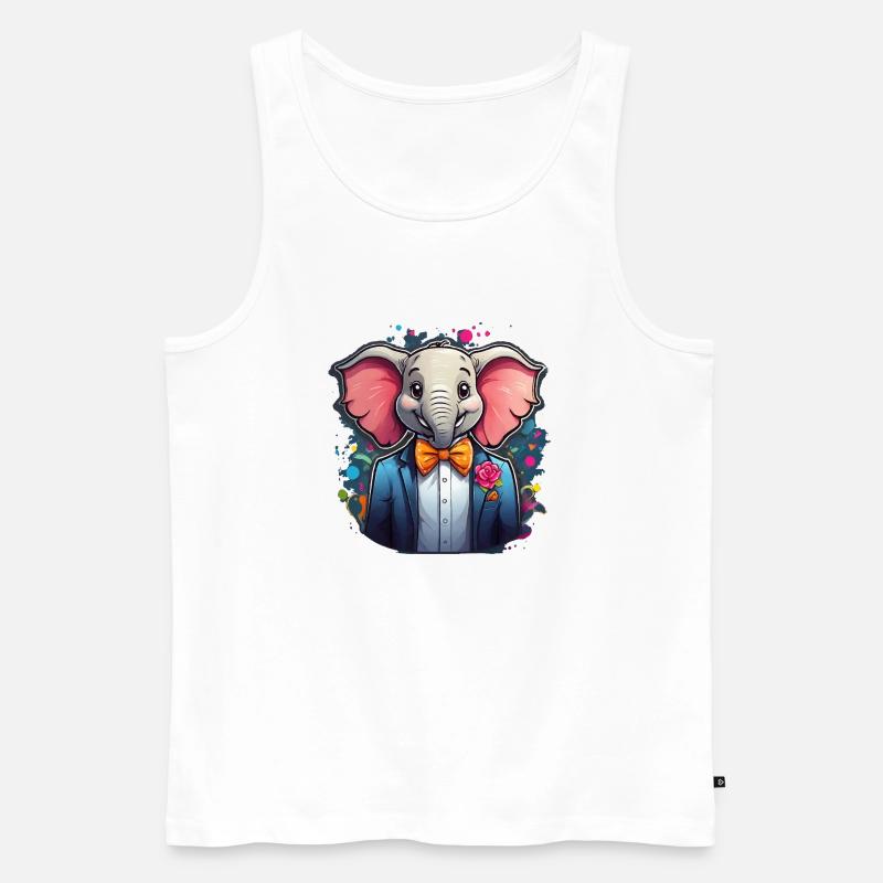 Lustiger Comic Elefant - Männer Premium Bio Tank Top - Weiß