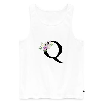 Purple Floral Letter Q - Men's Premium Organic Tank Top - white - Front - Michal (187cm)