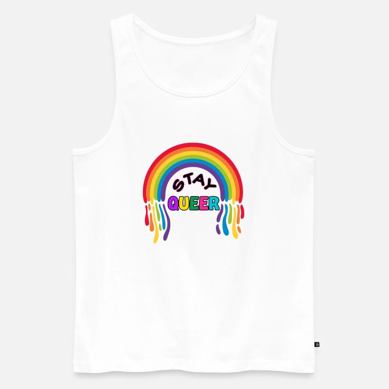 PRIDE Stay queer Rainbow - Männer Premium Bio Tank Top - Weiß